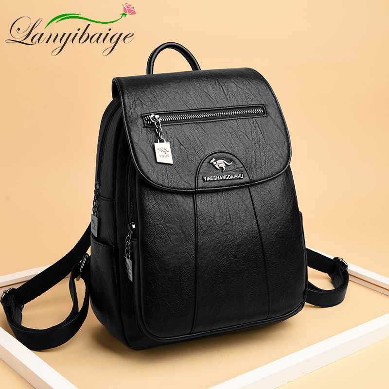 Fashion Backpack Women - Sac à dos en cuir souple